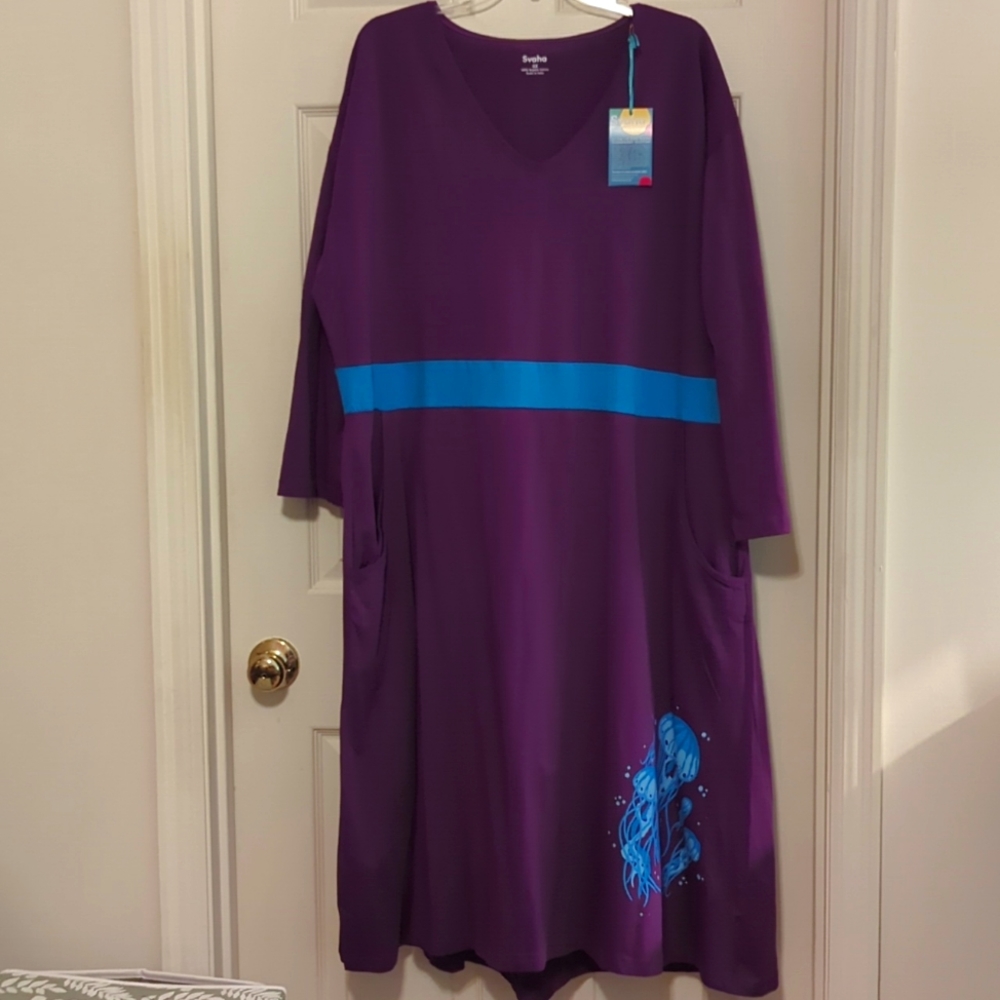 NWT Svaha Dress with Glow in the Dark Jellyfish detail cotton magenta 22/24